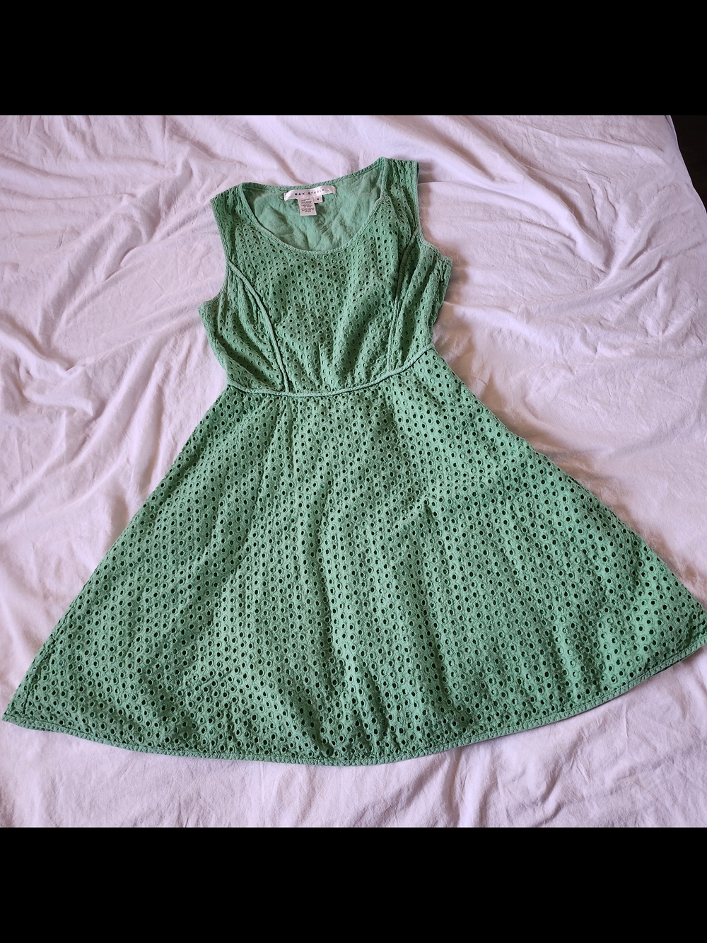 Eyelet Fit & Flare Dress in Mint Green